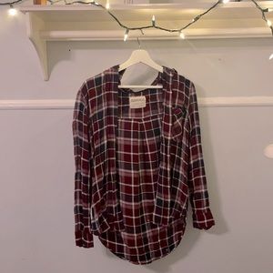 Maroon Plaid Button Up Flannel